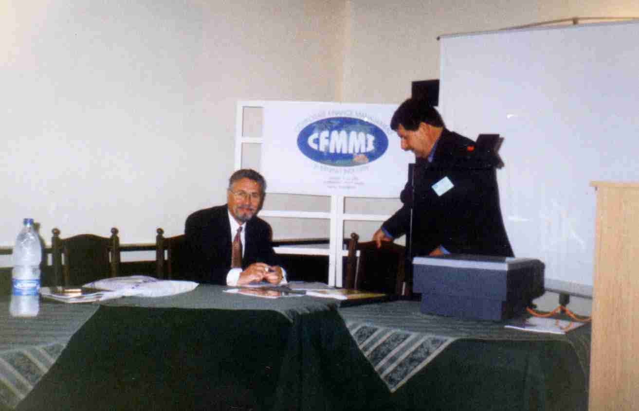 CFMMI 2002 International Conference inauguration. Dr Miroslav A. YORDANOV (right) and Prof. Emil CONSTANTINESCU 1996-2000 Romania President (left)